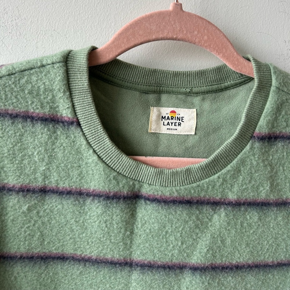 Marine Layer Crewneck Stripe Sweatshirt Green Blue Purple Size M EUC L0821 - Picture 5 of 8